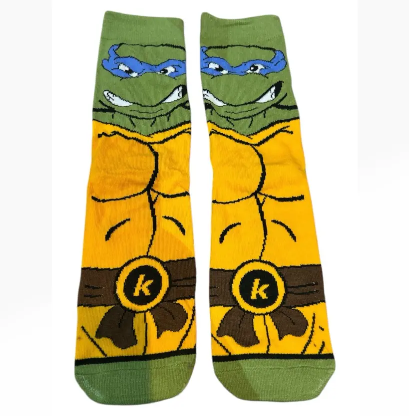 Blue and green anime socks with Ninja Turtles
