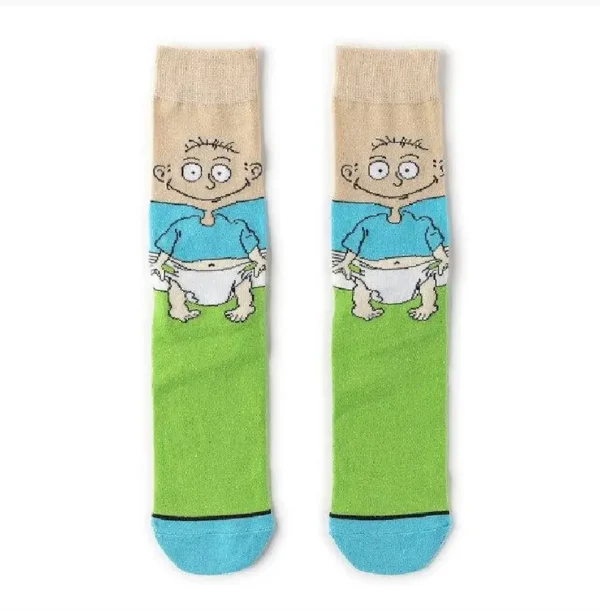 Green and beige anime sock for kids