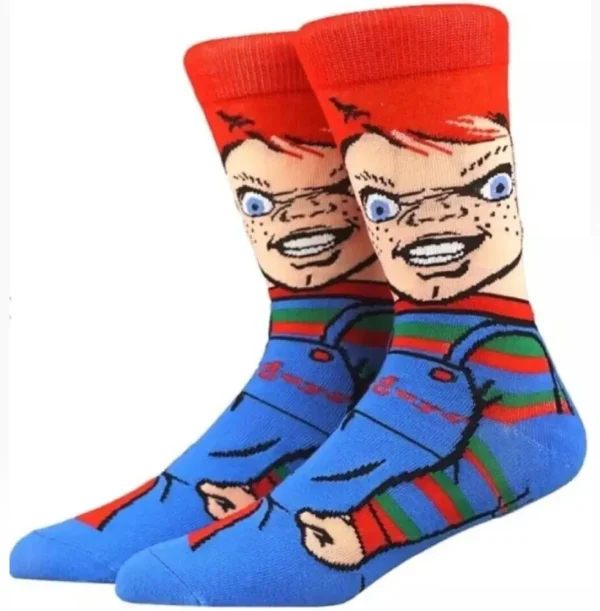 Blue and red Chucky anime socks