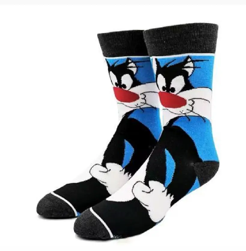 Blue and black anime cat sock