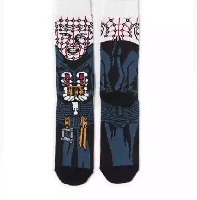 Blue and beige anime sock