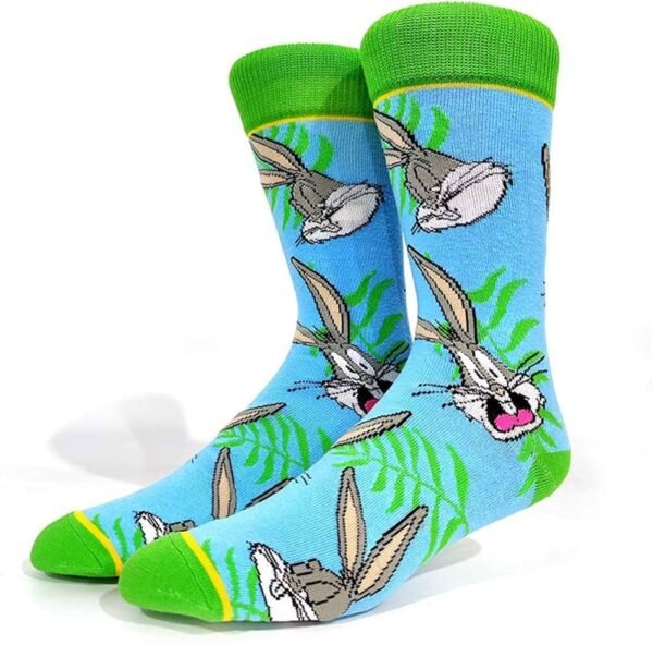 Blue and green anime sock with a rabbit