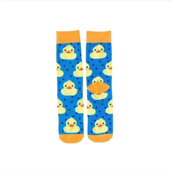 Blue and yellow anime sock with a duck