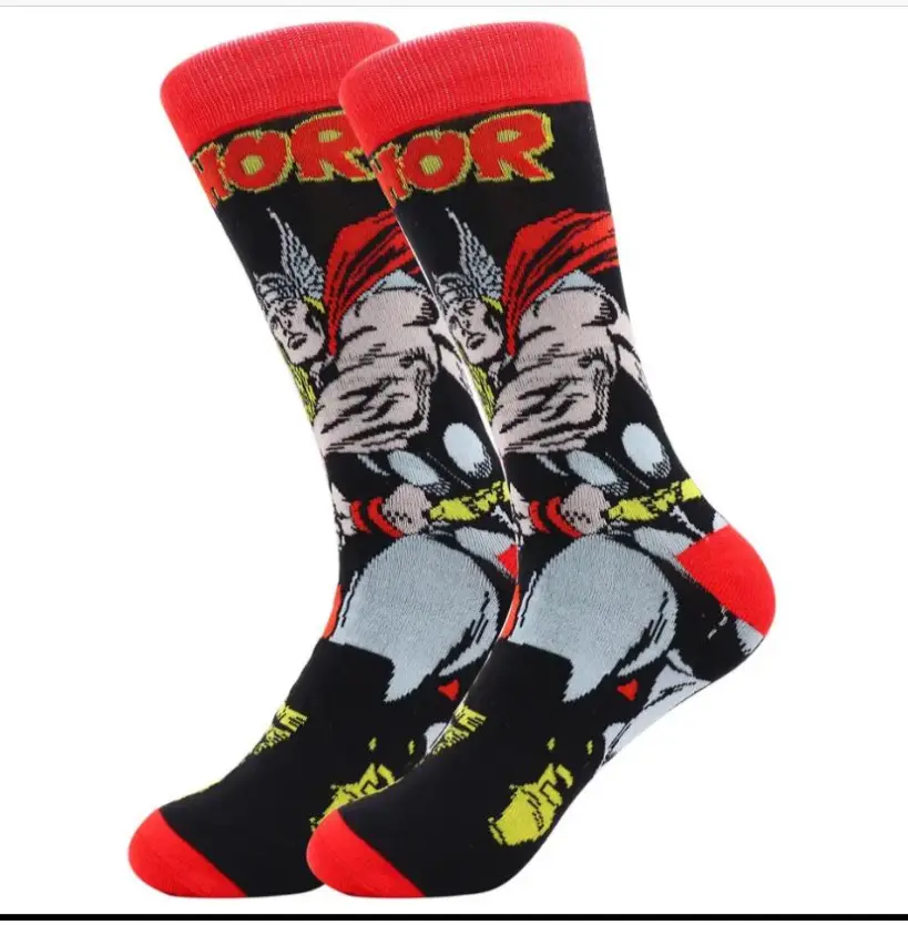 جورب ثور مارفل أسود أحمر