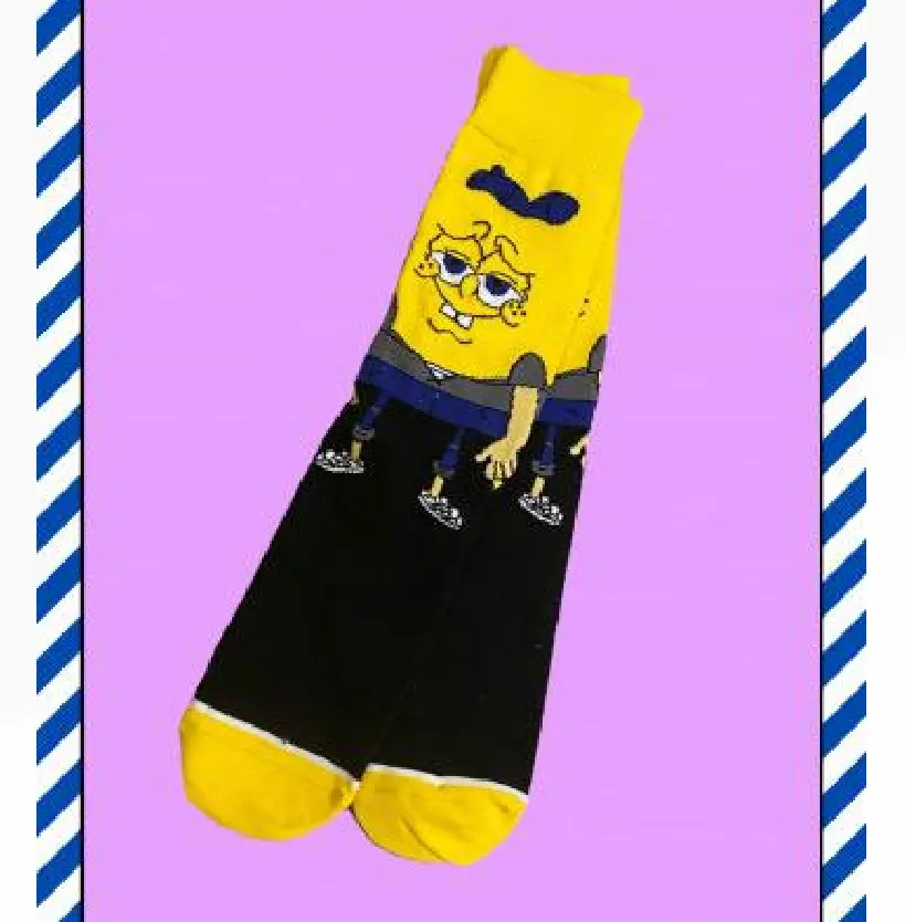 Yellow and black anime SpongeBob sock