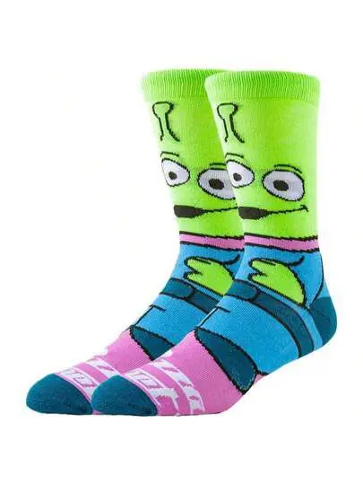 Green and blue anime cartoon socks