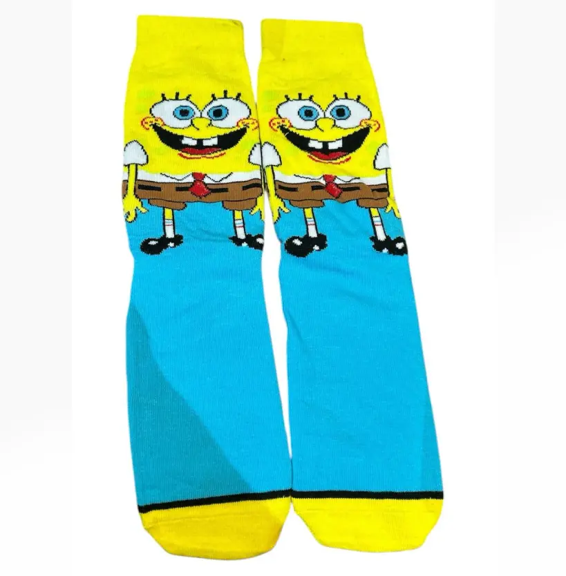 Yellow anime sock and blue SpongeBob