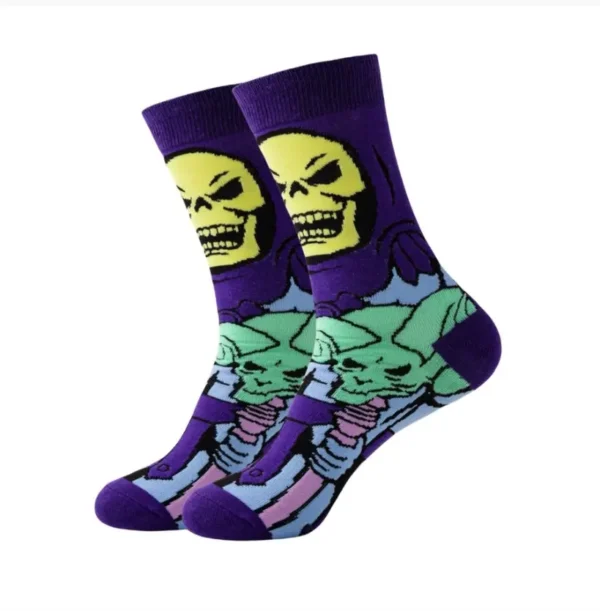Purple and yellow anime skeleton sock