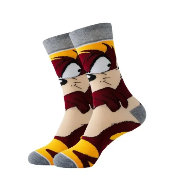 Brown and gray anime sock