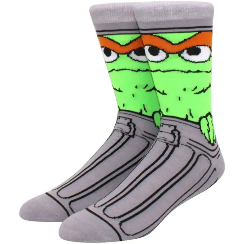 Anime sock in gray and Michelangelo green