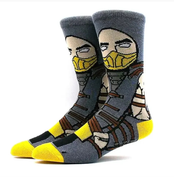 Gray and yellow anime Scorpion sock
